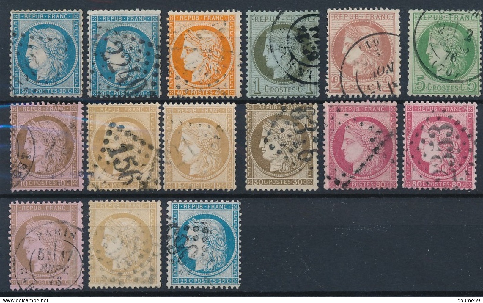 DA-35: FRANCE: Lot " CERES Dentelées" Obl - 1871-1875 Cérès