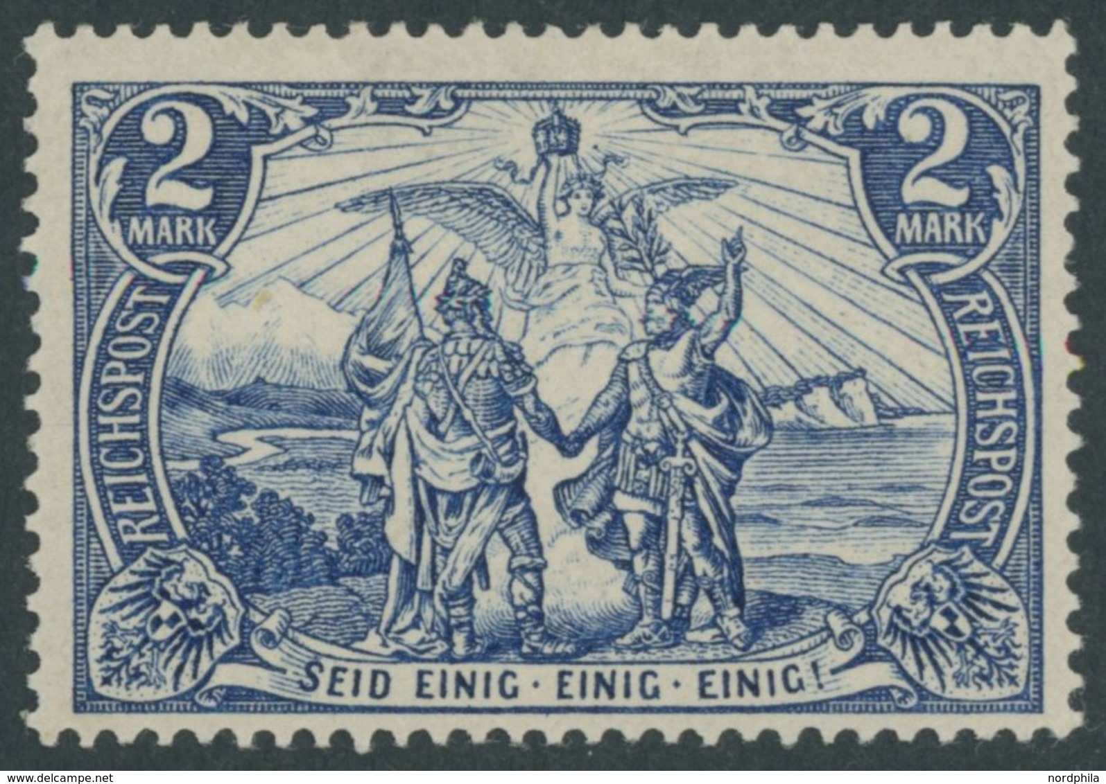 Dt. Reich 64I *, 1900, 2 M. Reichspost, Type I, Falzrest, Pracht, Mi. 140.- - Sonstige & Ohne Zuordnung