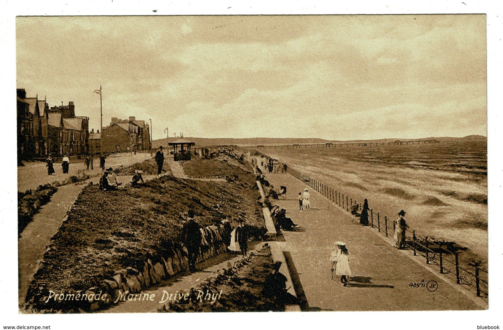 Ref 1314 - Early Postcard - Houses On The Promenade Marine Parade - Rhyl Flintshire - Flintshire