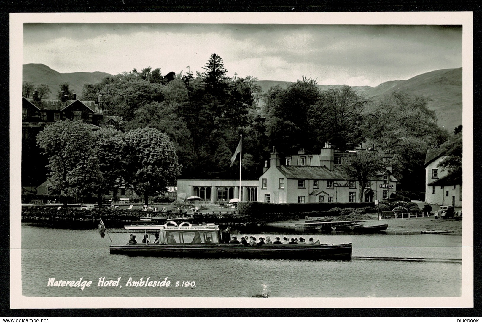 Ref 1314 - Real Photo Postcard - Wateredge Hotel Ambleside Boat - Lake District Cumbria - Ambleside