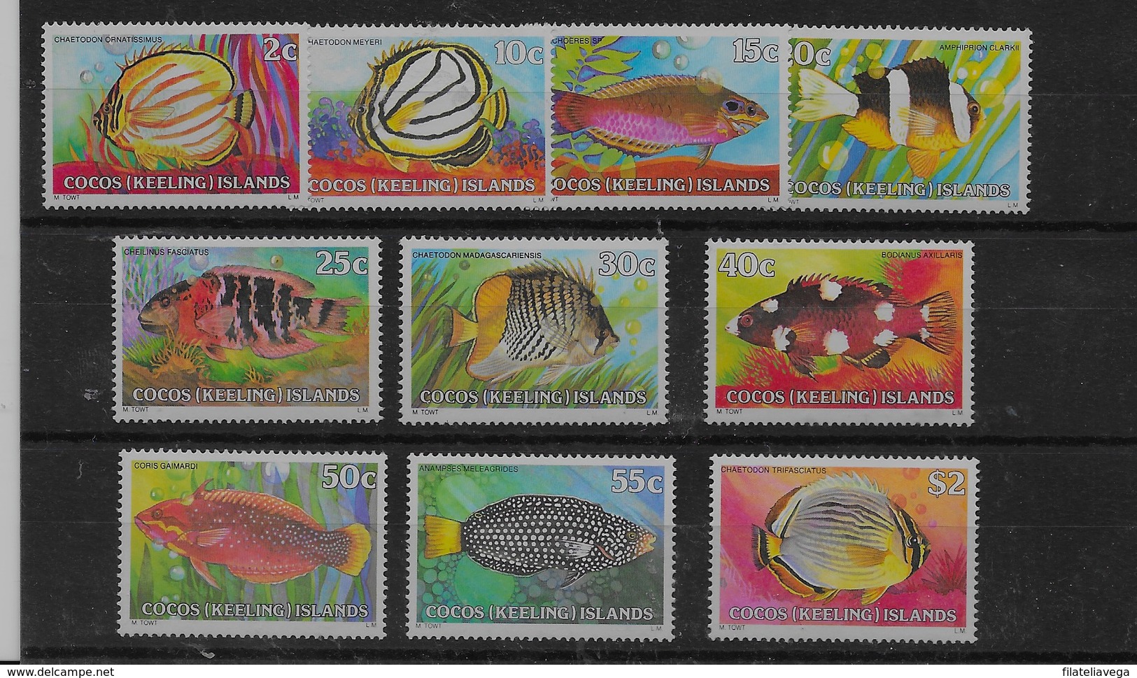 Serie De Cocos Nº Yvert 40/49 ** PECES (FISHES) - Islas Cocos (Keeling)