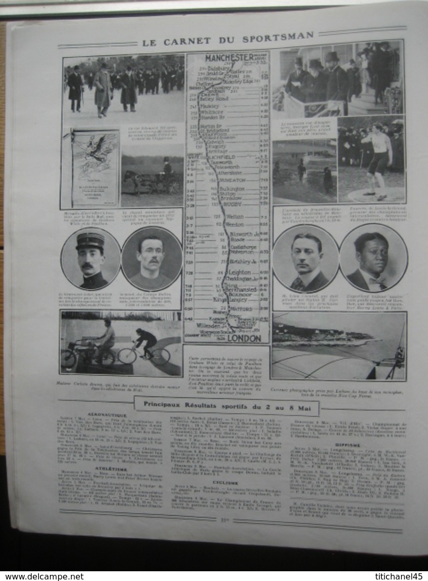 1910 CYCLISME : FRIOL & E.GEORGET champions de France-AVIATION : E. WIENCZIERS à STRASBOURG - CHAVEZ, LATHAM... à LYON