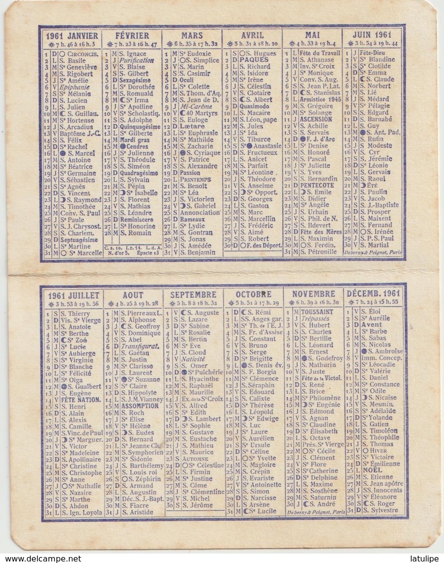 Calendrier -Immatriculation Vehicules France-Etranger 1961 De ( Droguerie J  CREGUT Au CREUSOT 71 - Petit Format : 1961-70