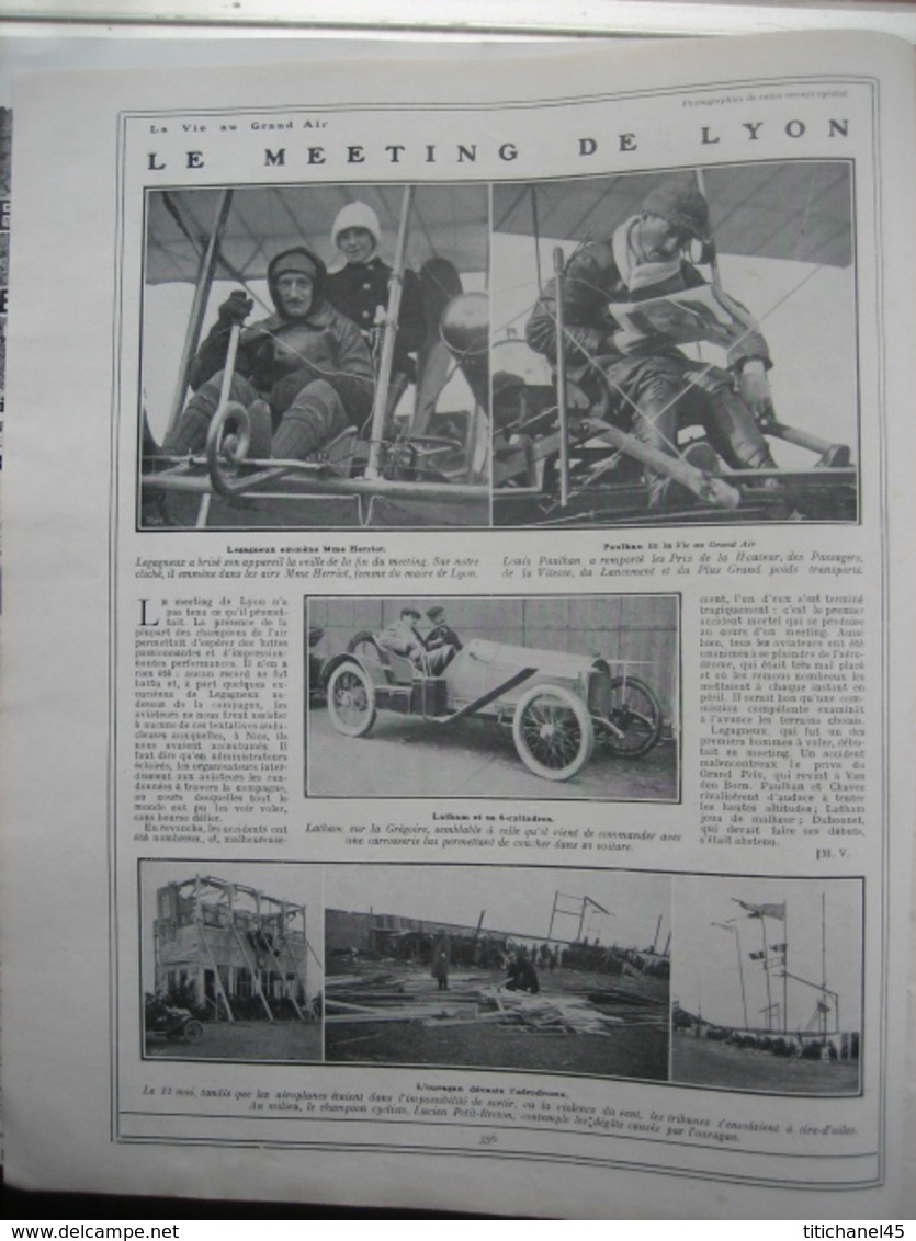 1910 AVIATION : LYON : LEGAGNEUX, VAN DEN BORN, LATHAM, CHAVEZ, PAULHAN - CYCLISME : BORDEAUX-PARIS - SERES - NAT BUTLER - 1900 - 1949