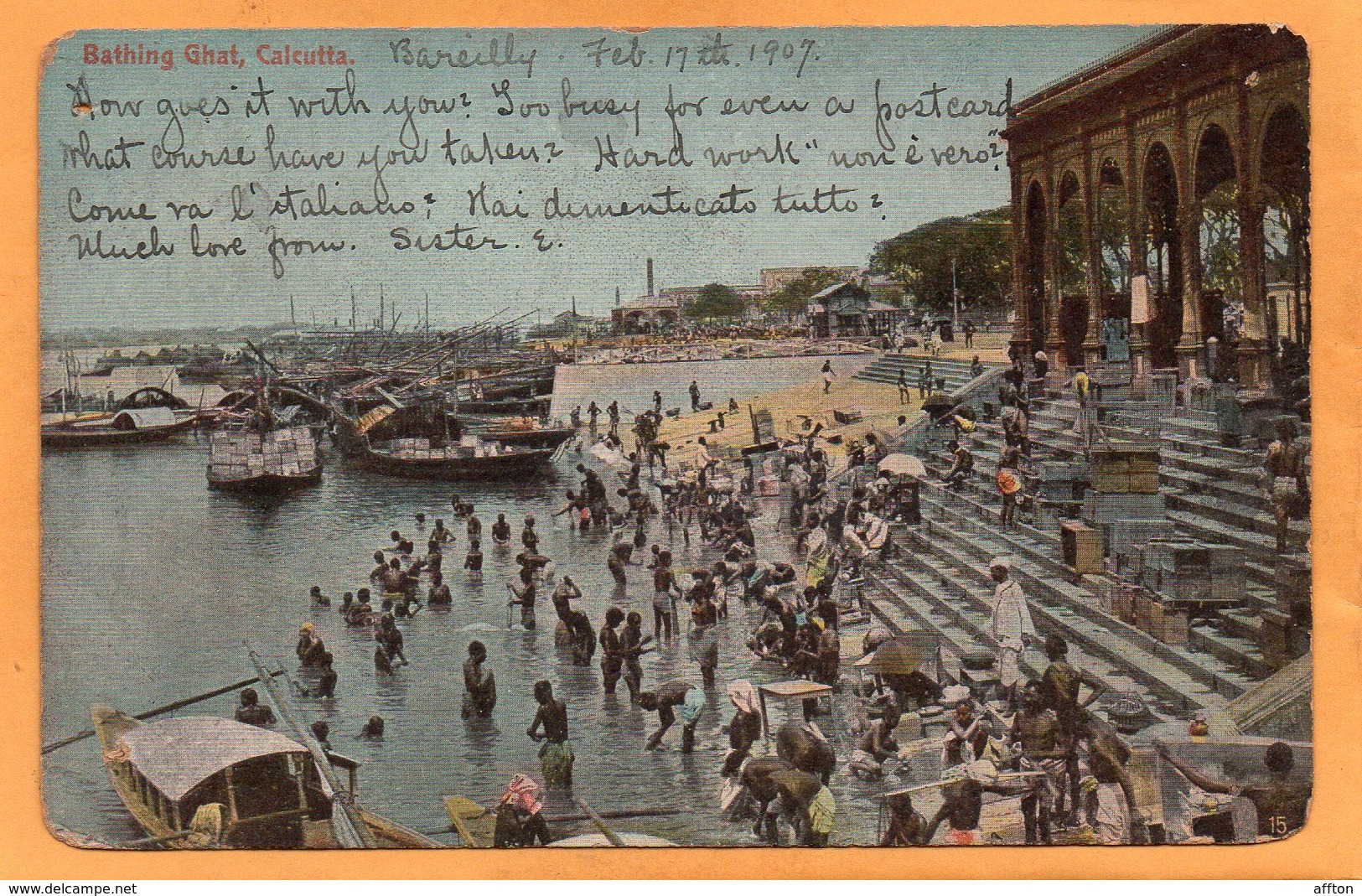 Calcutta India 1907 Postcard Mailed To USA - Indien