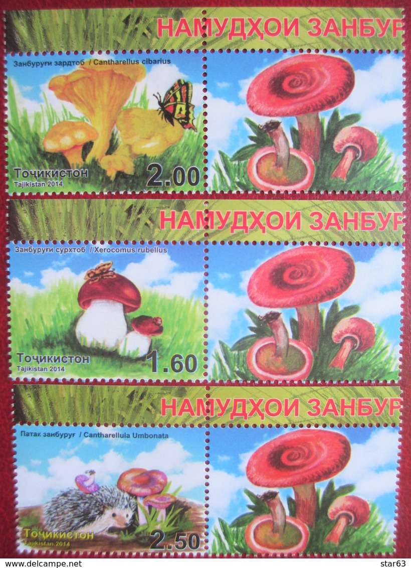 Tajikistan  2014  Mushrooms  Pilze   3 V + Labels  MNH - Tadschikistan