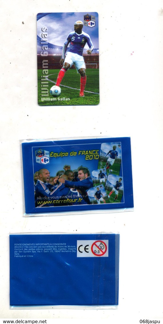 Magnet Carrefour Equipe France Football 2010   Gallas + Pochette - Sports