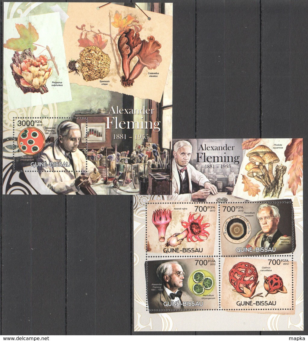 BC487 2012 GUINE GUINEA-BISSAU FAMOUS PEOPLE MUSHROOMS ALEXANDER FLEMING KB+BL MNH - Mushrooms