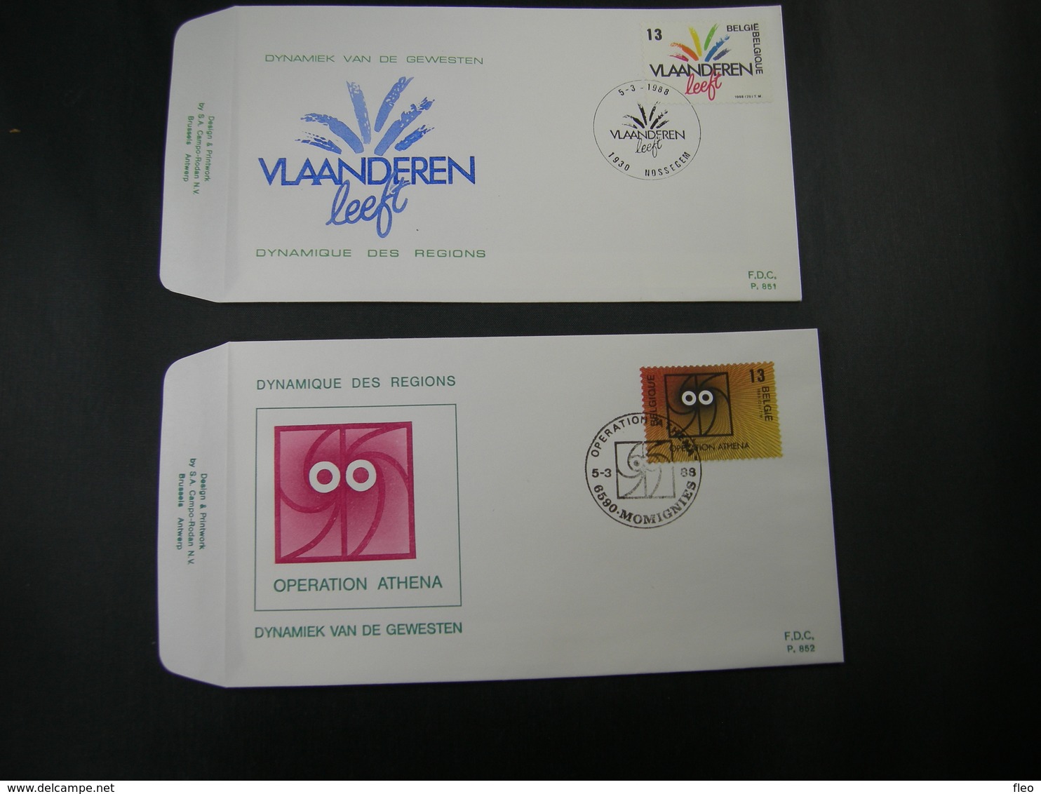 BELG.1988 2277 & 2278 FDC's : " Dynamiek Van De Gewesten / Dynamique Des Régions " - 1981-1990