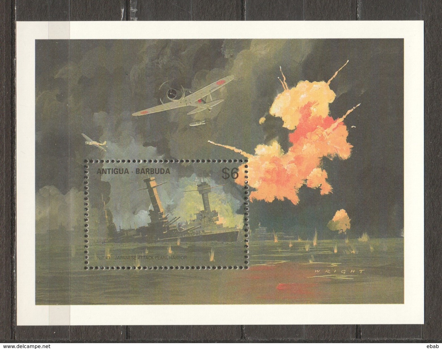 Antigua & Barbuda 1991 Mi Block 195 MNH WORLD WAR 2 - PEARL HARBOR BOMBING - WW2