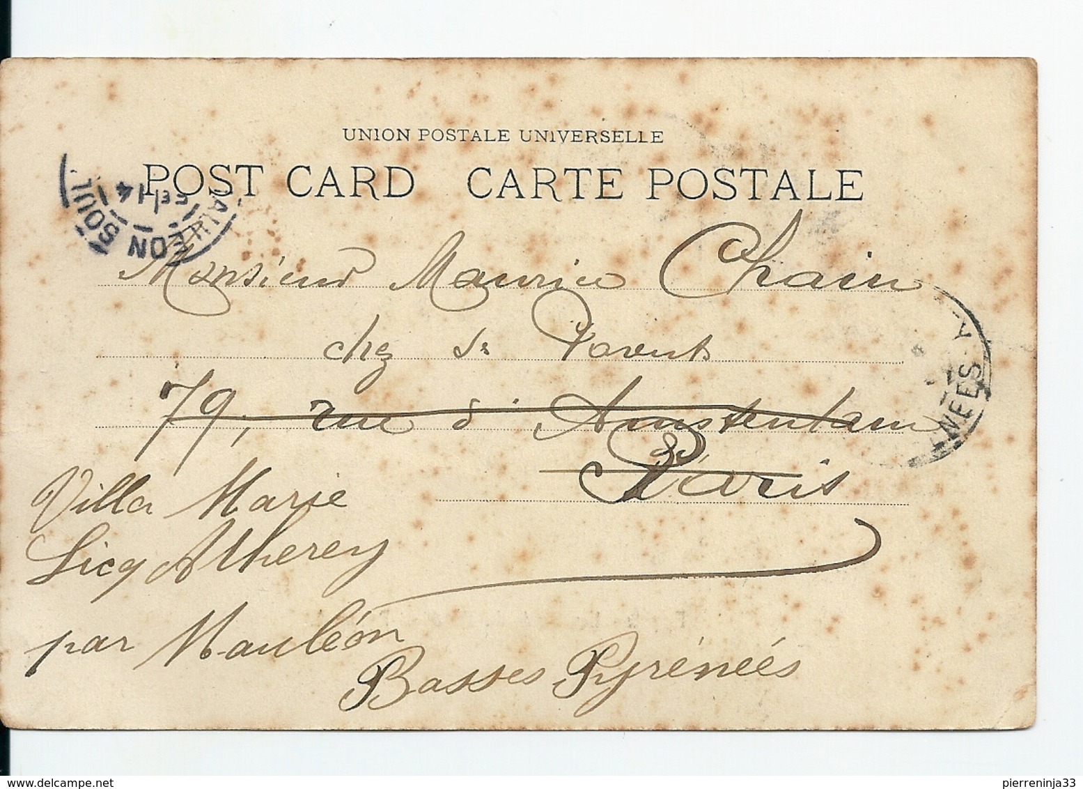 Carte Paquebot Ligne N Avec Type Blanc / Egypte-France ( Bloc Dateur Inversé) , 1906 - Covers & Documents