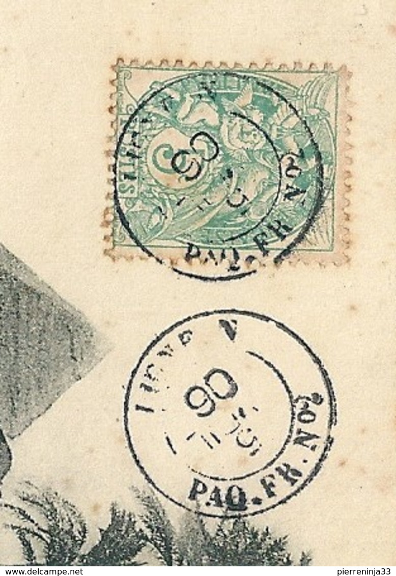 Carte Paquebot Ligne N Avec Type Blanc / Egypte-France ( Bloc Dateur Inversé) , 1906 - Covers & Documents