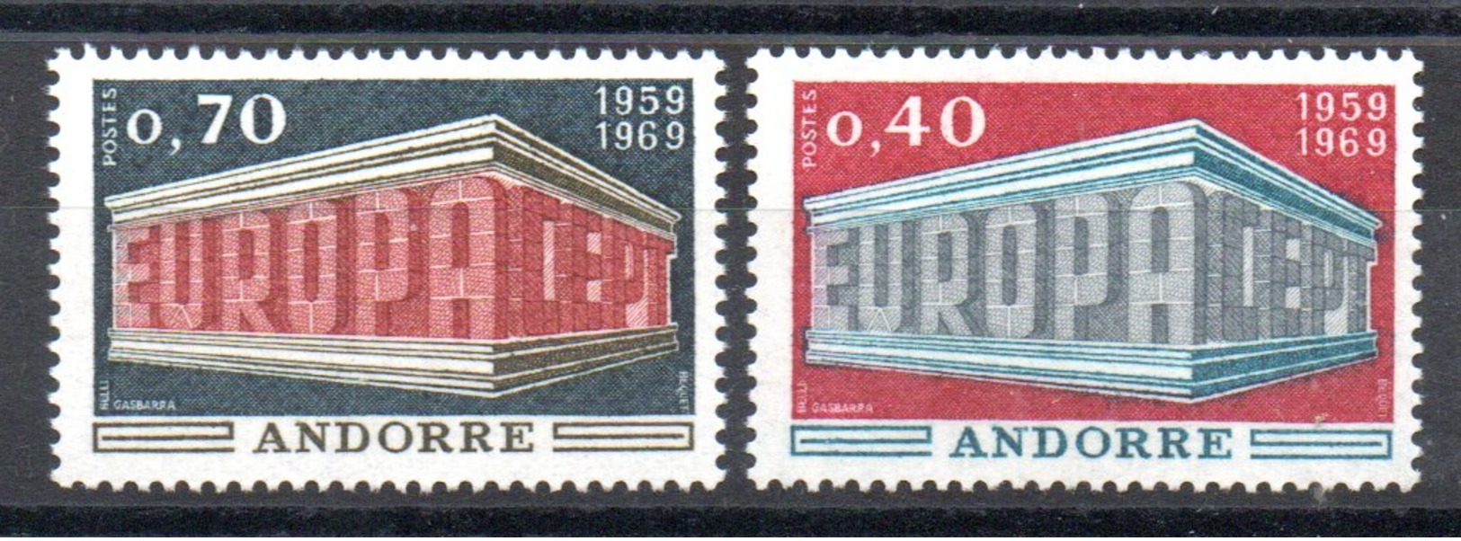 ANDORRE - YT N° 194-195 - Neufs ** - MNH - Cote: 40,00 € - Europa 1969 - Unused Stamps