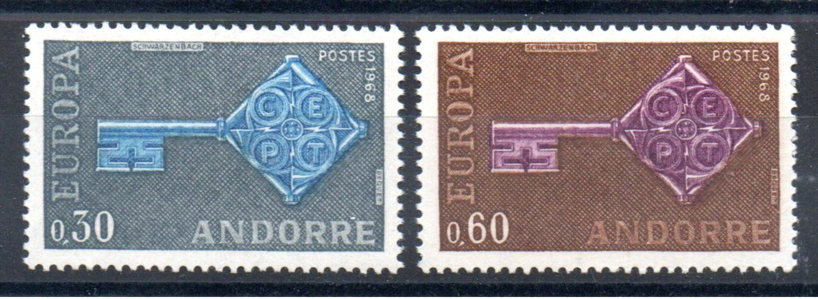 ANDORRE - YT N° 188-189 - Neufs ** - MNH - Cote: 35,00 € - Europa 1968 - Neufs