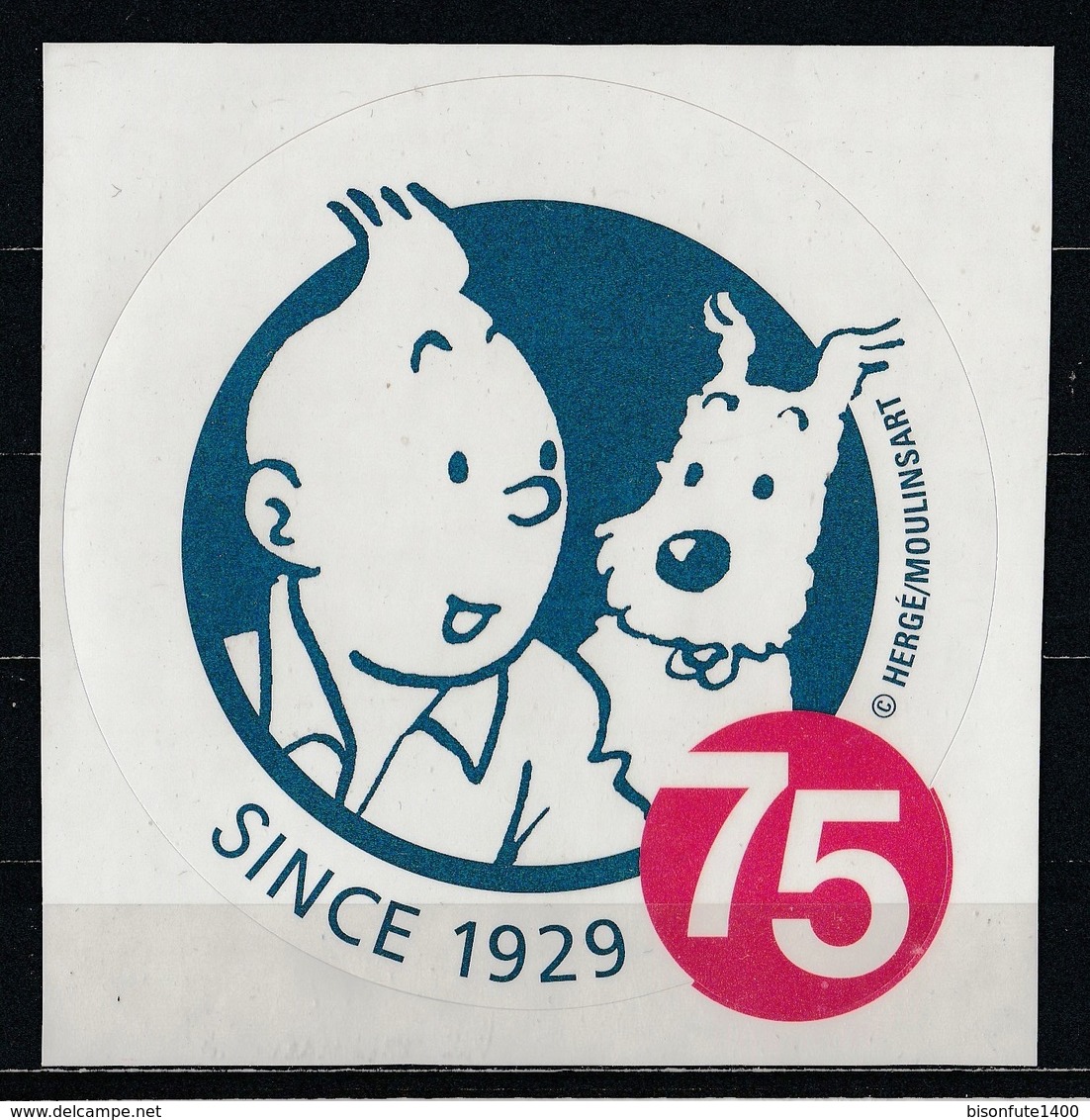 1 Autocollant Tintin Pour Son 75ème Anniversaire ( Dernier Exemplaire !!! ) - Autocollants