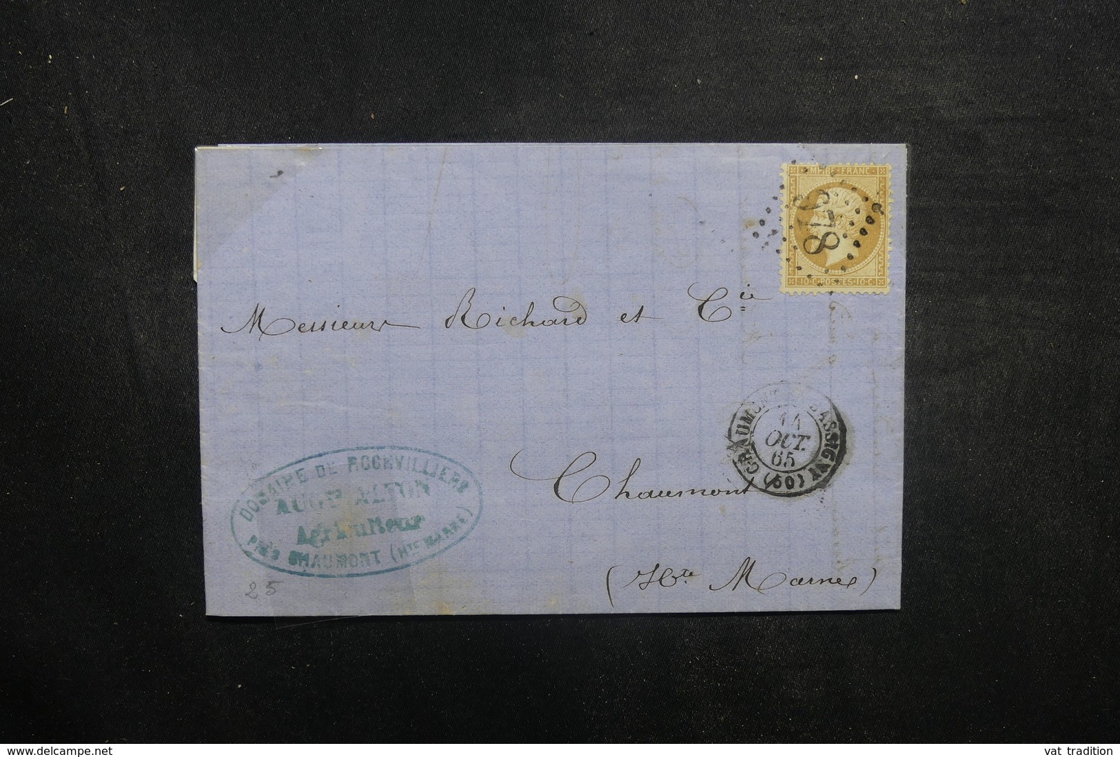 FRANCE - Lettre De Chaumont Pour Chaumont En 1865, Affranchissement Napoléon GC 978 - L 37984 - 1849-1876: Klassieke Periode