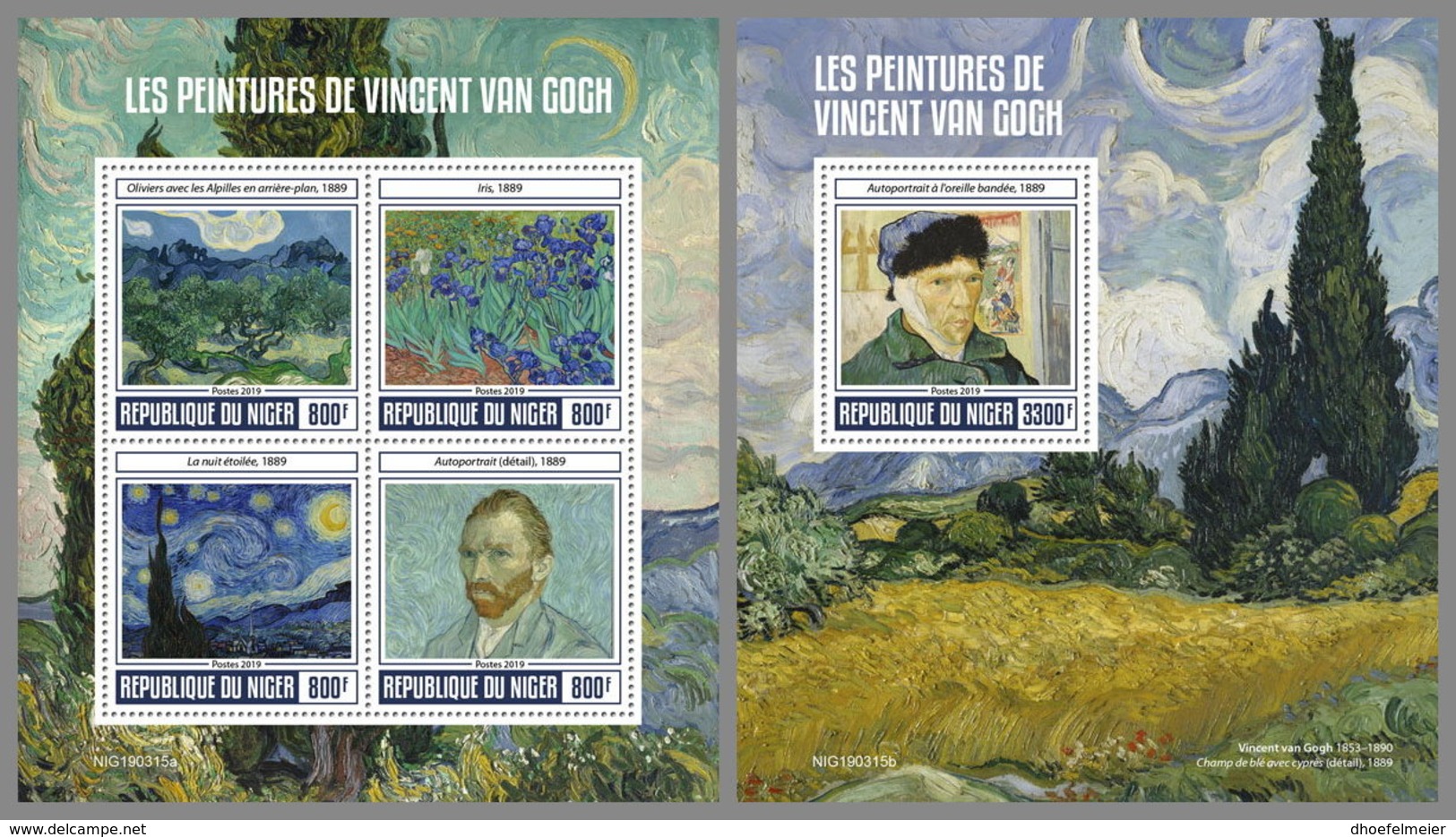 NIGER 2019 MNH Vincent Van Gogh Paintings Gemälde Peintures M/S+S/S - OFFICIAL ISSUE - DH1932 - Autres & Non Classés