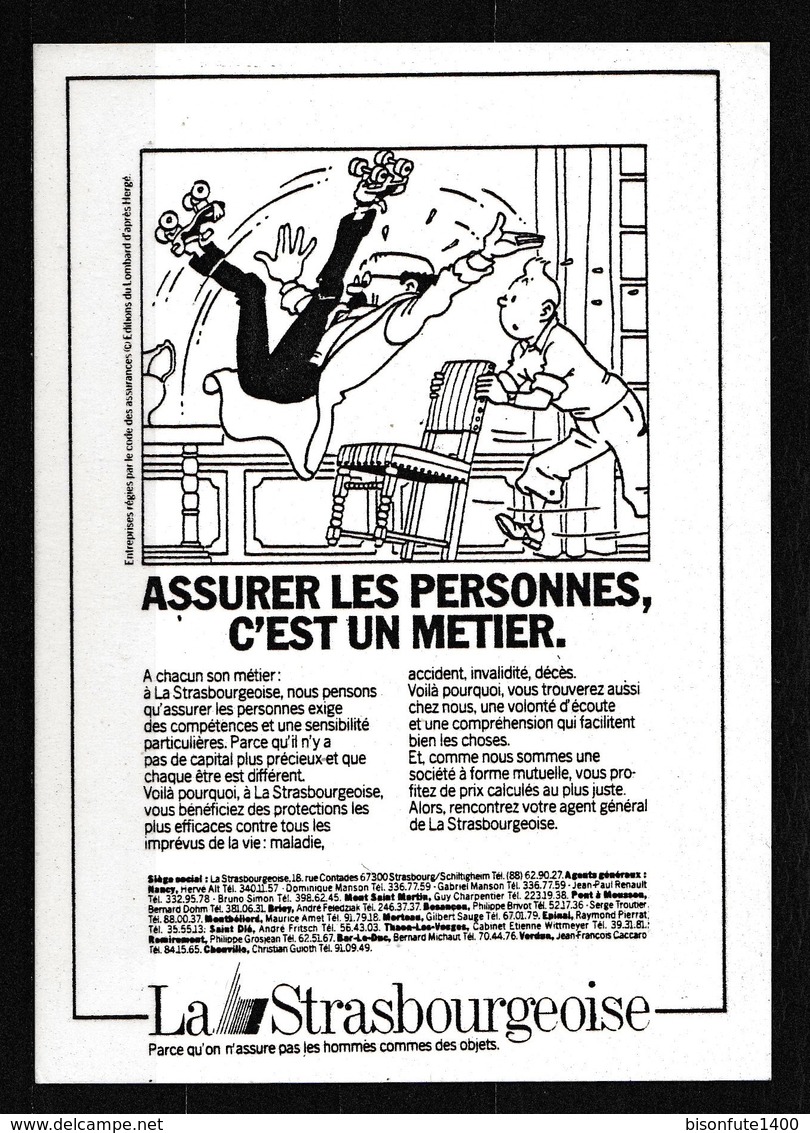 CP TINTIN : Carte Publicitaire La Strasbourgeoise.. - Bandes Dessinées