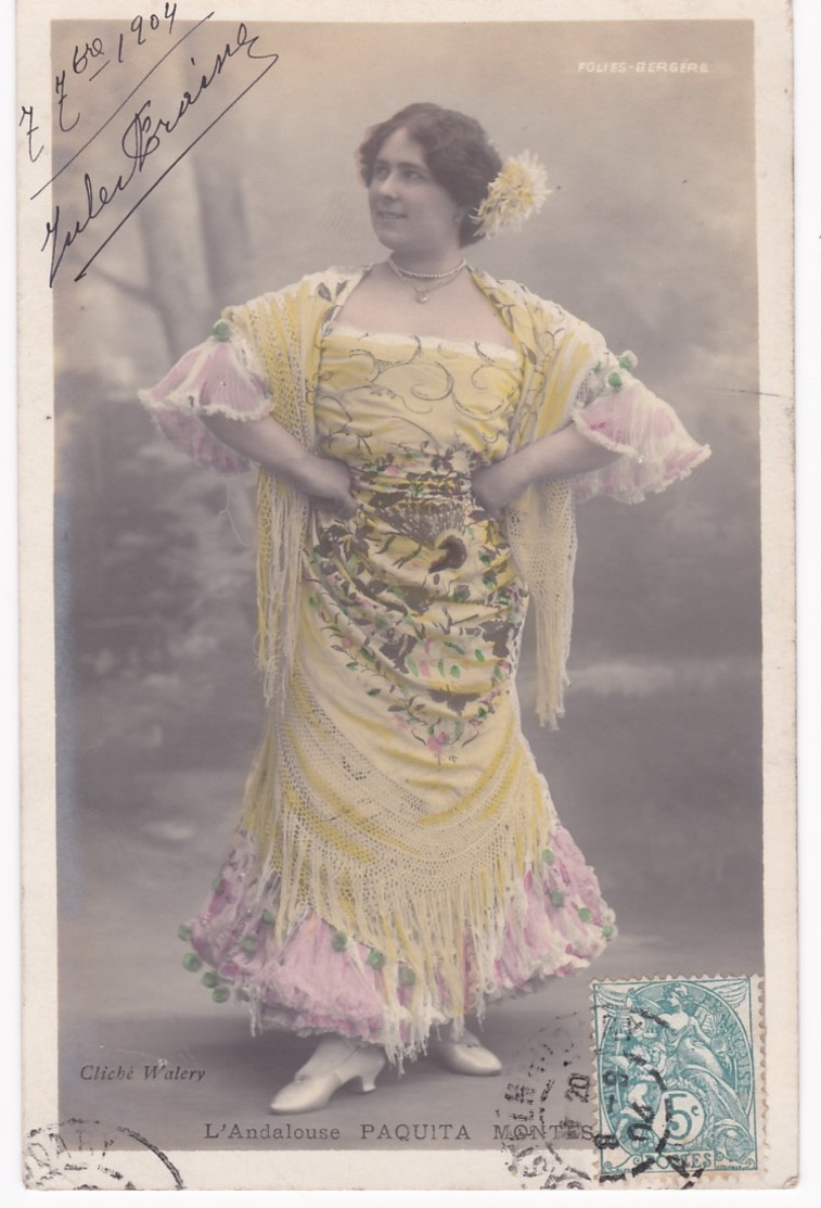 Photo Walery Paris -  L'Andalouse PAQUITA -  Folies-Bergère -  Dos Simple 1904 - Artistes