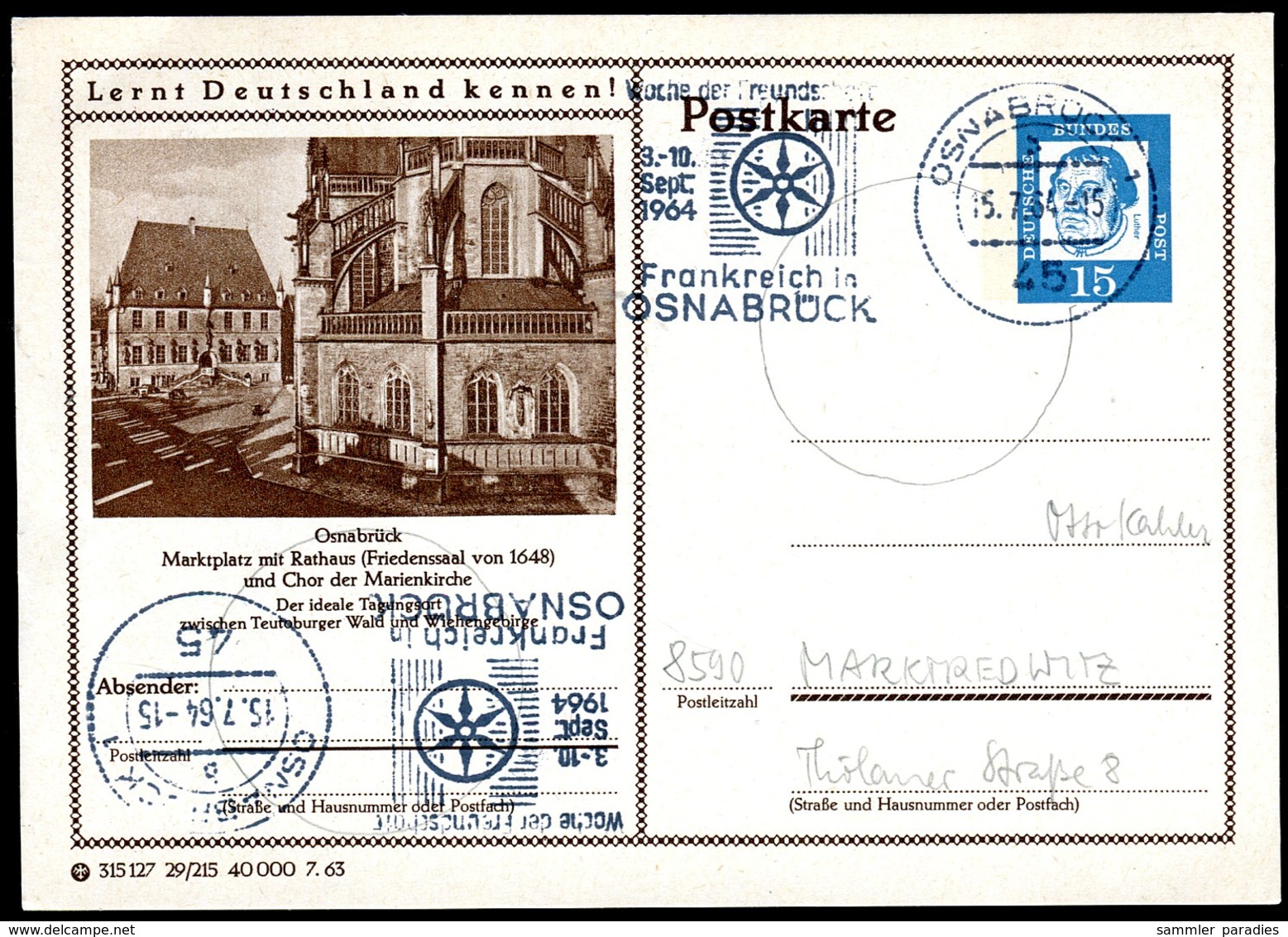 75988) BRD - P 81 - 29/215 - Ortsgleich OO Gestempelt - 4500 Osnabrück, Rathaus, Chor Der Marienkirche - Bildpostkarten - Gebraucht