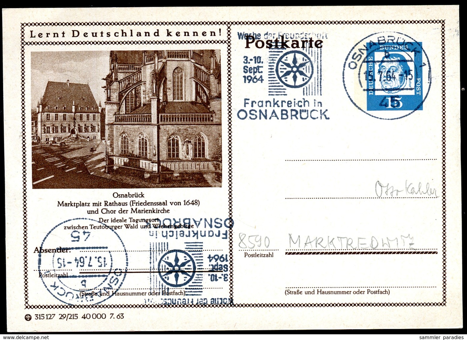 75989) BRD - P 81 - 29/215 - Ortsgleich OO Gestempelt - 4500 Osnabrück, Rathaus, Chor Der Marienkirche - Bildpostkarten - Gebraucht