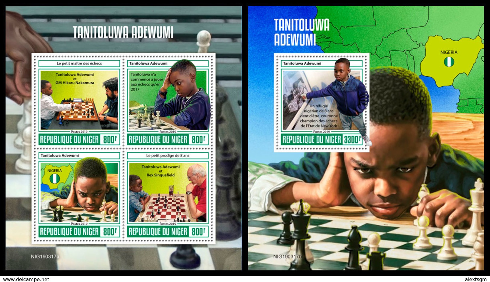 NIGER 2019 - Tanitoluwa Adewumi, M/S + S/S. Official Issue - Schach