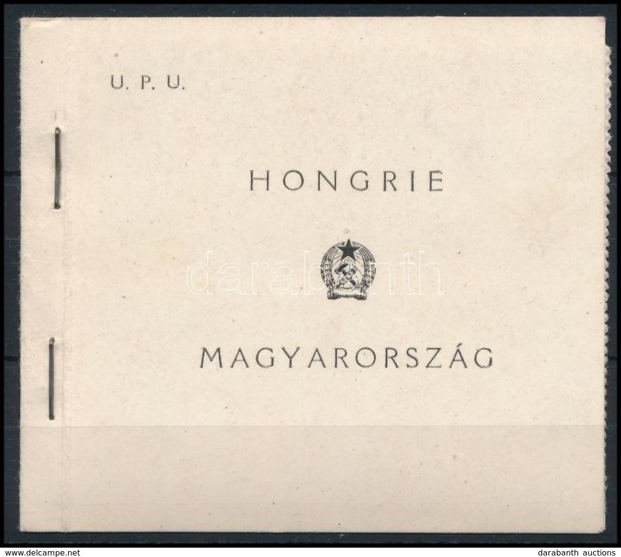 ** 1949 UPU Füzet, Két Szélén Fogazott (100.000) / Stamp Booklet, Panes Perforated On 3 Sides - Otros & Sin Clasificación