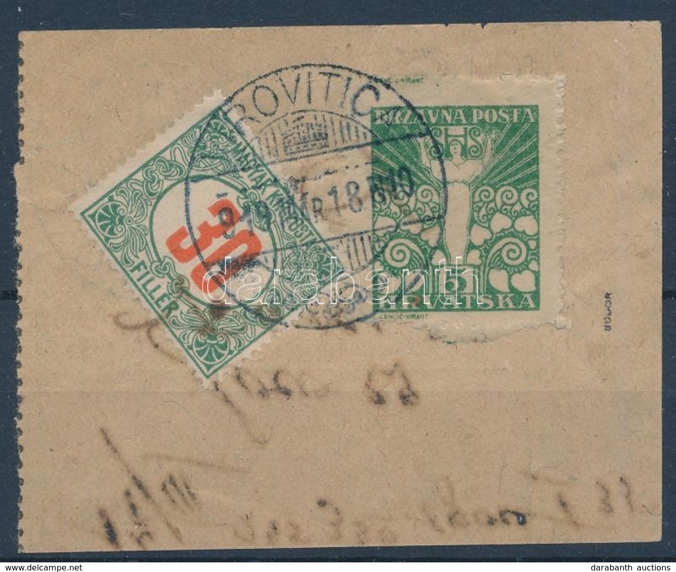 SHS 1919 Magyar és Horvát Bélyeg Távbeszélőjegyen 'VIROVITICA' Signed: Bodor - Otros & Sin Clasificación