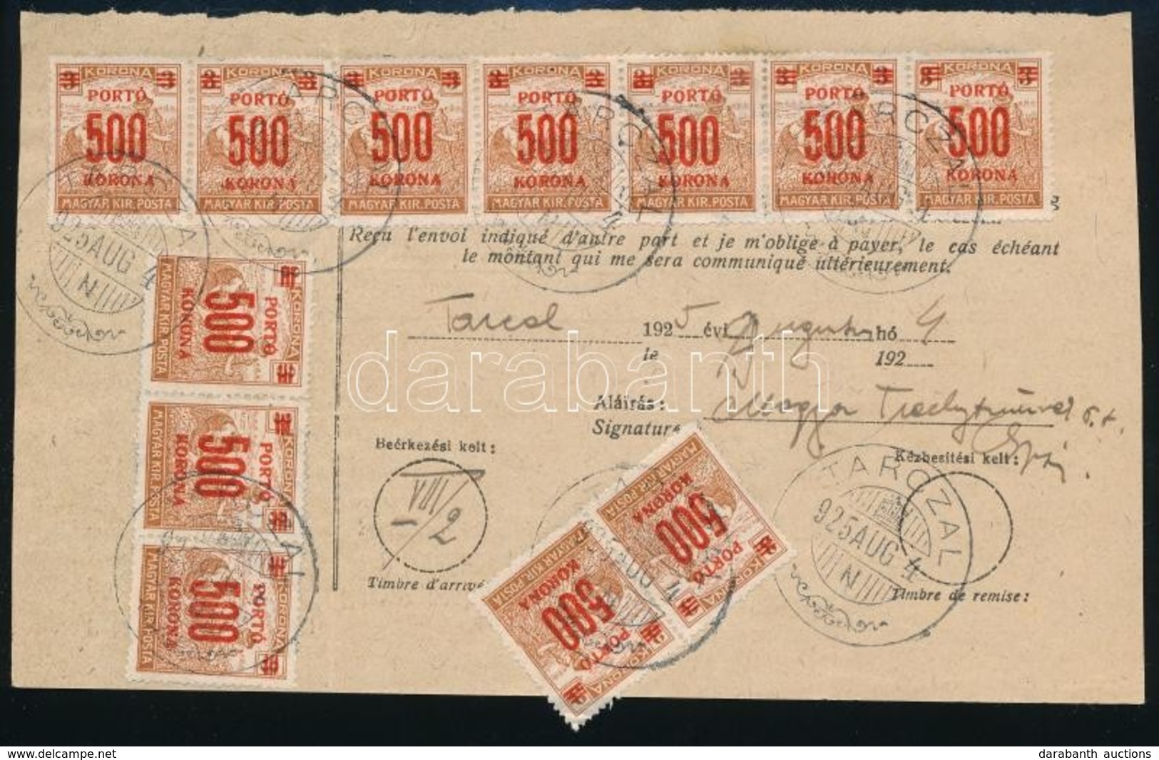 1925 Pótszállítólevél 12 X 500K/3K Kisegítő Portóval. Ritka Küldeményfajta!! - Other & Unclassified