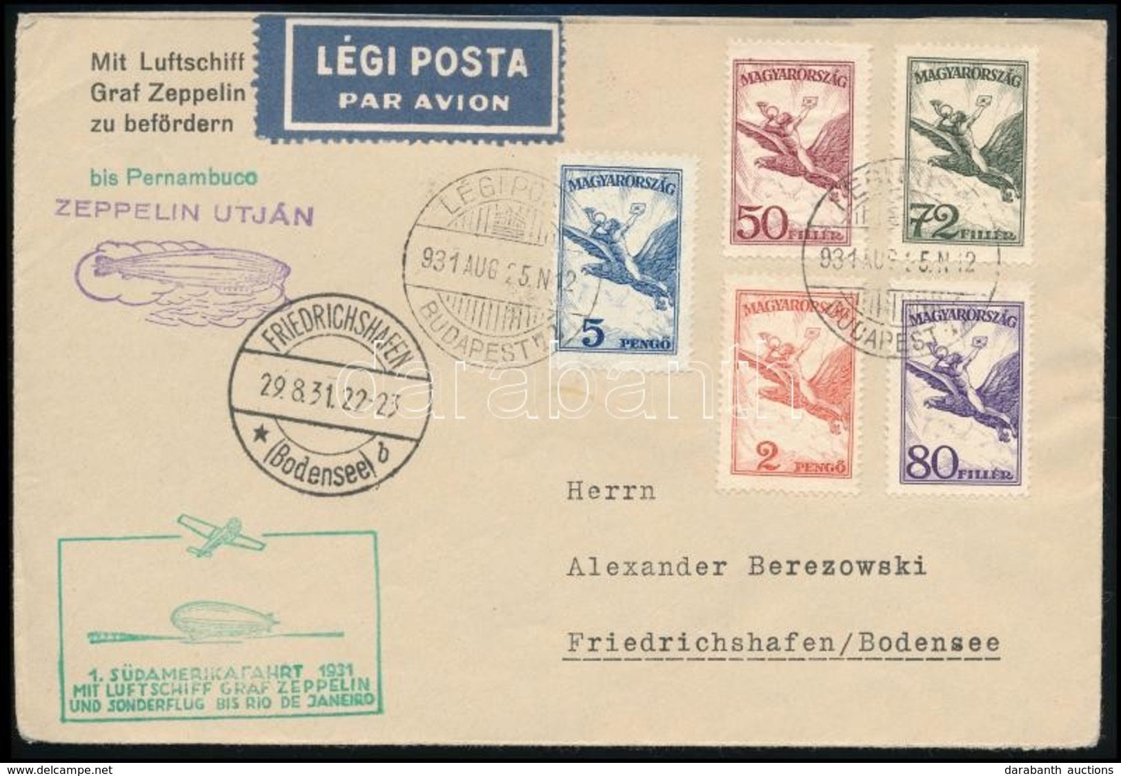 1931 Zeppelin 1. Dél-amerikai útja Levél Rio De Janeiro - Friedrichshafen - Otros & Sin Clasificación