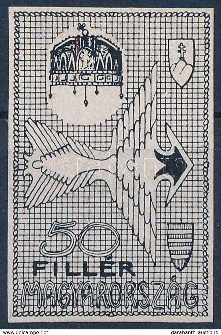 1927 Repülő 50f Eredeti Bélyegterv. Nagyon Ritka, Talán Egyedi Darab! - Andere & Zonder Classificatie