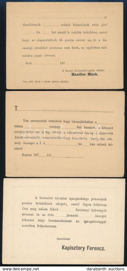 1871 9 Db Használatlan Díjjegyes Levelezőlap, érdekes Hátoldali Nyomatokkal, Az Egyiken Bélyegzés - Andere & Zonder Classificatie