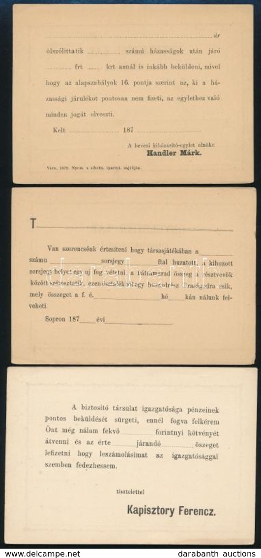 1871 9 Db Használatlan Díjjegyes Levelezőlap, érdekes Hátoldali Nyomatokkal, Az Egyiken Bélyegzés - Other & Unclassified