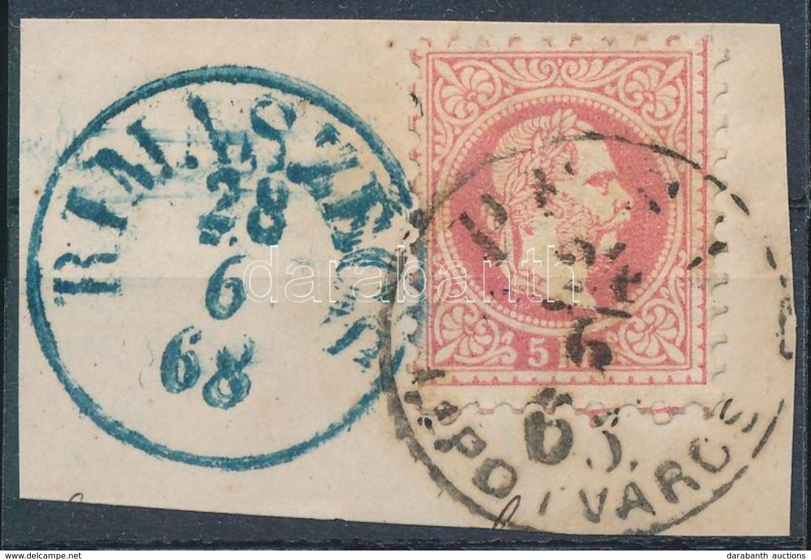 1867 5kr 'PEST LIPÓTVÁROS' + Kék 'RIMASZÉCS' - Andere & Zonder Classificatie