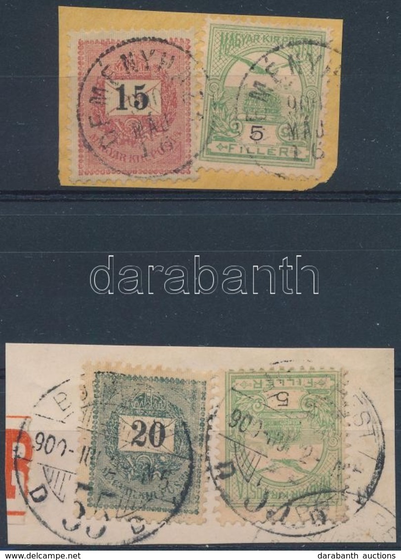 1900 15kr + 5f és 20kr + 5f Vegyes Bérmentesítésű Kivágások - Other & Unclassified