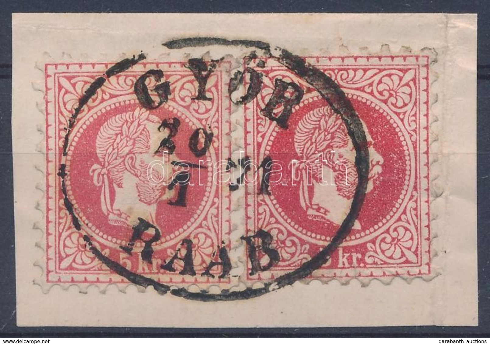 1867 2 X 5kr Kivágáson Eltérő Piros árnyalatban 'GYŐR / RAAB' - Other & Unclassified