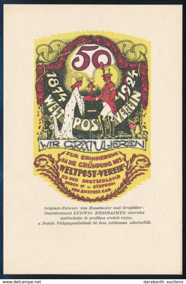 1924 UPU 50 éves Jubileuma Hesshaimer Lajos Festő és Grafikusművész Luxus Minőségű Grafikai Lapja R! - Other & Unclassified