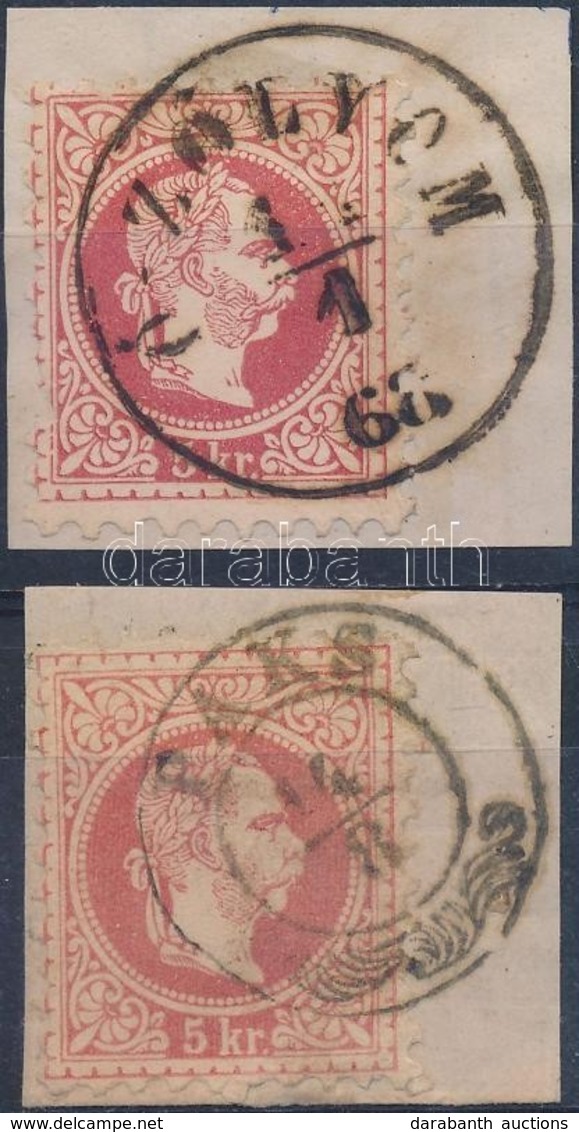 O 1867 2 X 5kr ,,Ó-ZÓLYOM' (Gudlin 200 Pont) + ,,PAKS' Bélyegzésekkel - Other & Unclassified
