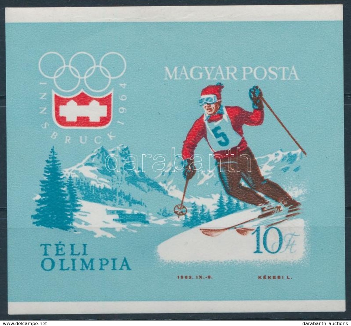 ** 1964 Téli Olimpia (II.) - Innsbruck Vágott Blokk (6.000) (törés) - Andere & Zonder Classificatie