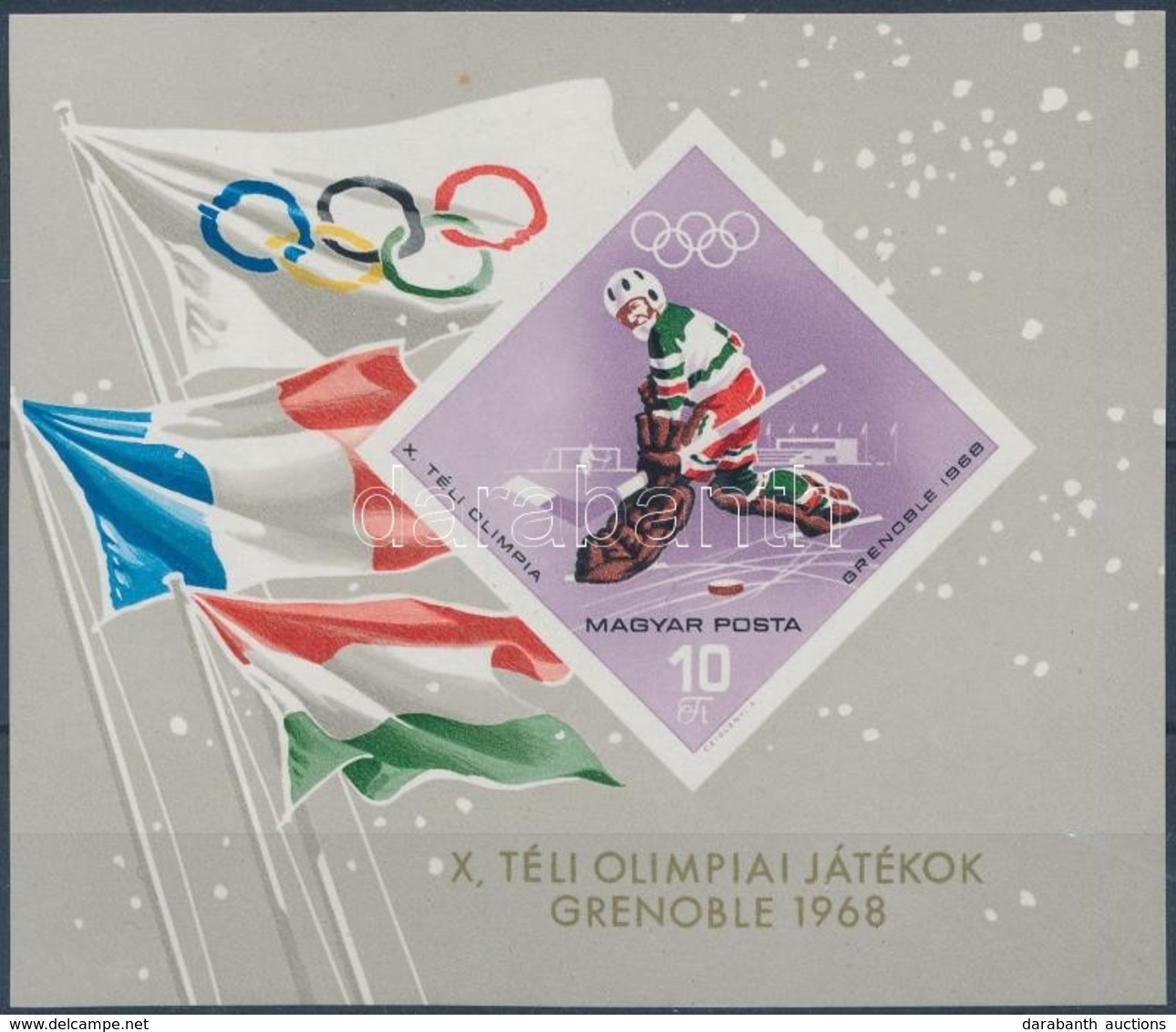 ** 1967 Téli Olimpia (III.) - Grenoble Vágott Blokk (3.500) - Andere & Zonder Classificatie