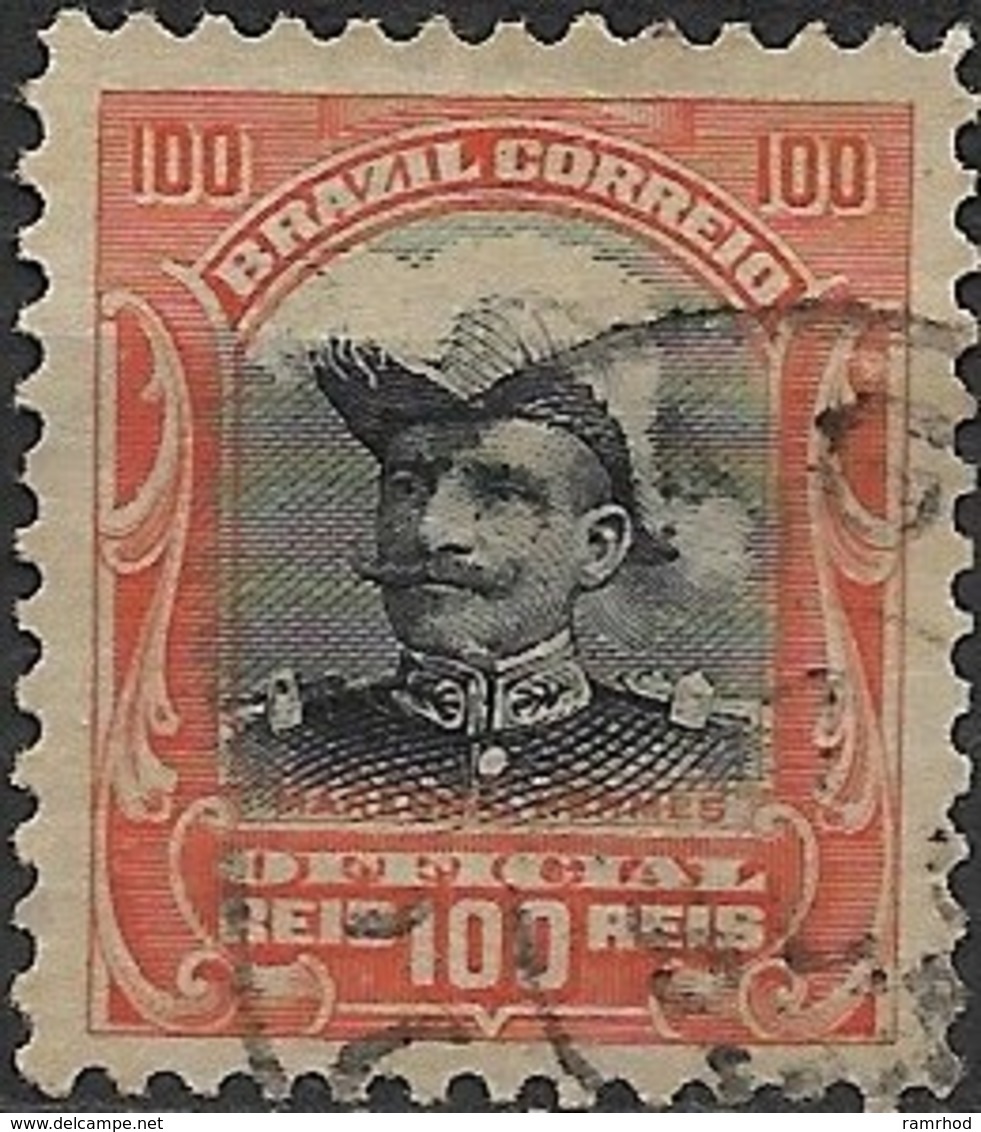 BRAZIL 1913 Official - Pres. Hermes De Fonseca - 100r - Black And Red FU - Dienstmarken