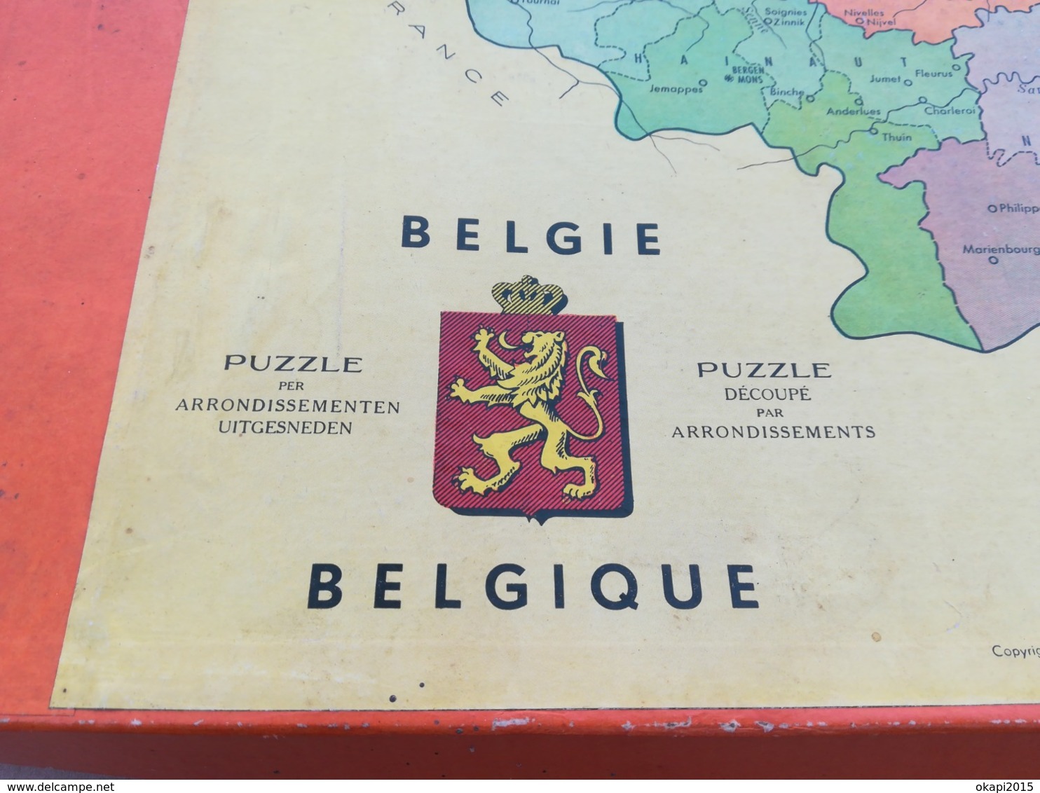 VIEUX PUZZLE EN BOIS CARTE DE LA BELGIQUE AVEC LES DIFFÉRENTES PROVINCES, COMPLET, MADE IN FRANCE - Puzzles