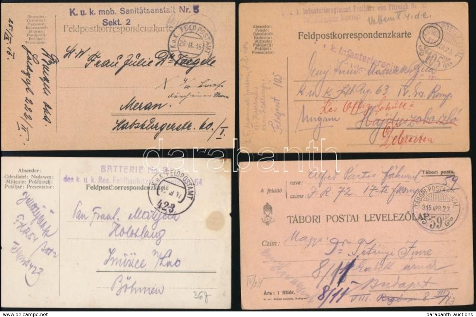 1914-1918 Közel 150 Tábori Posta Lap, Képeslap, Levél / About 150 Field Post Cards, Picture Postcards, Covers - Andere & Zonder Classificatie