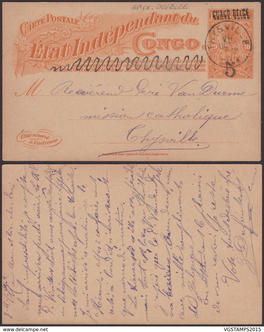 Congo-Belge 1912 - EP Double Surcharge Thysville  (DD) DC3789 - Postwaardestukken