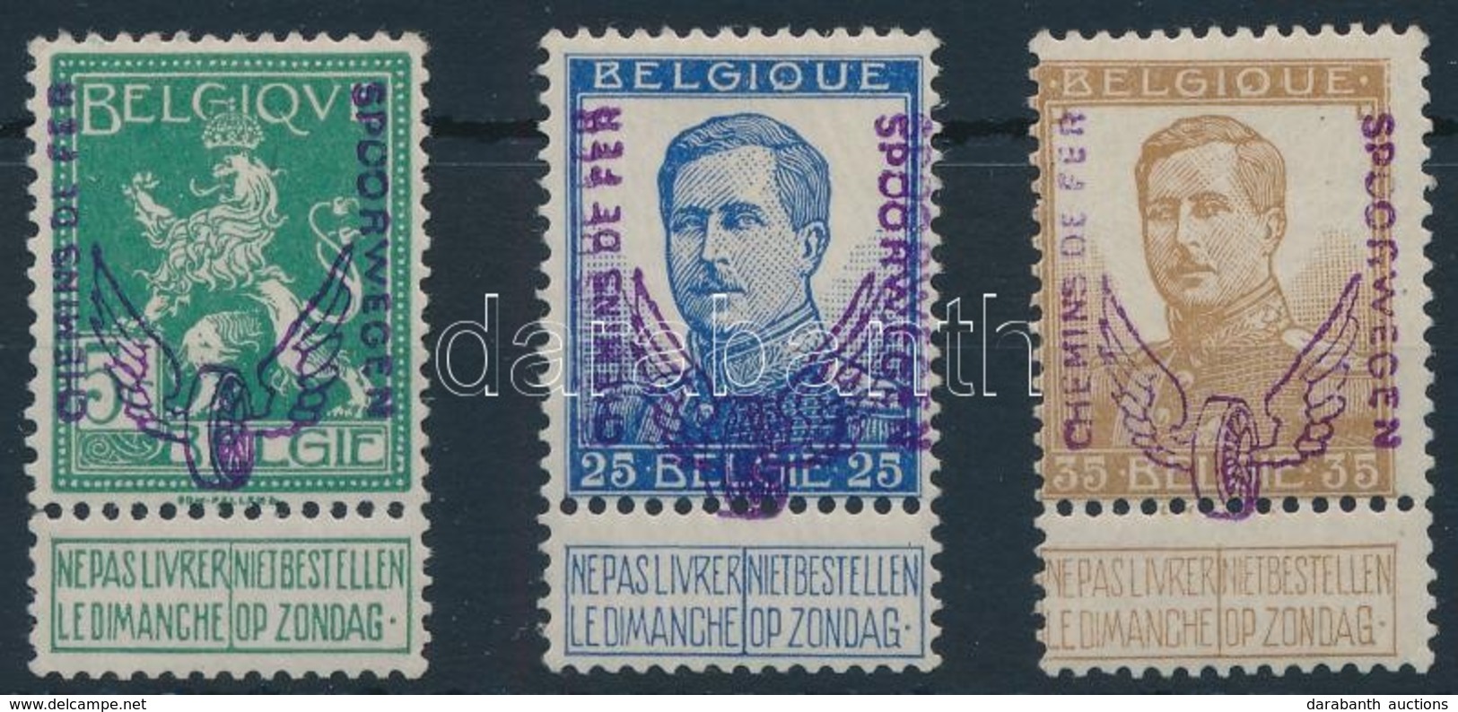 * Belgium 1915 Vasúti Csomagbélyeg 3 érték Mi 48, 51, 52 (Mi EUR 630.-) - Andere & Zonder Classificatie