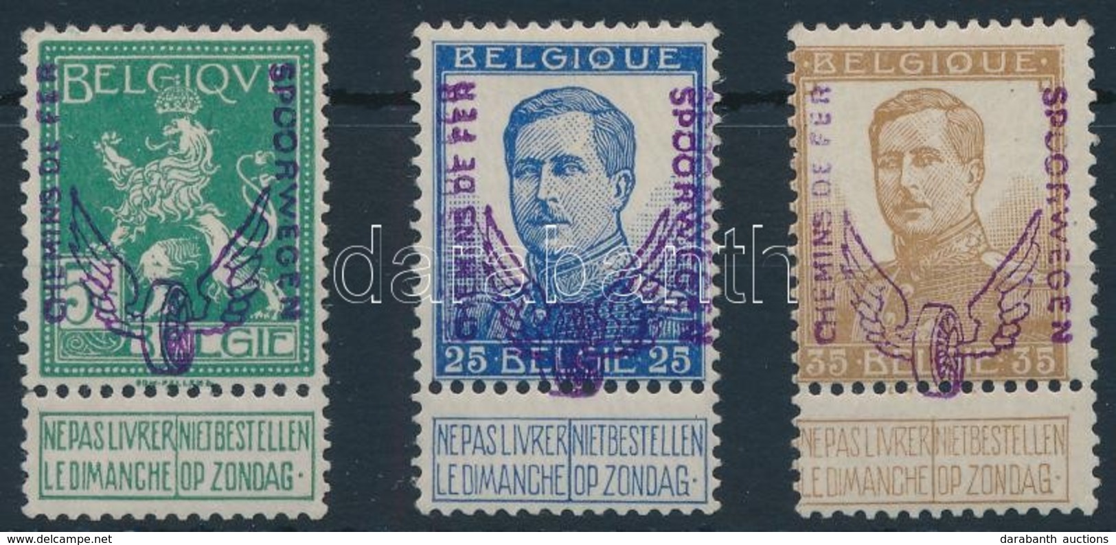 * Belgium 1915 Vasúti Csomagbélyeg 3 érték Mi 48, 51, 52 (Mi EUR 630.-) - Otros & Sin Clasificación