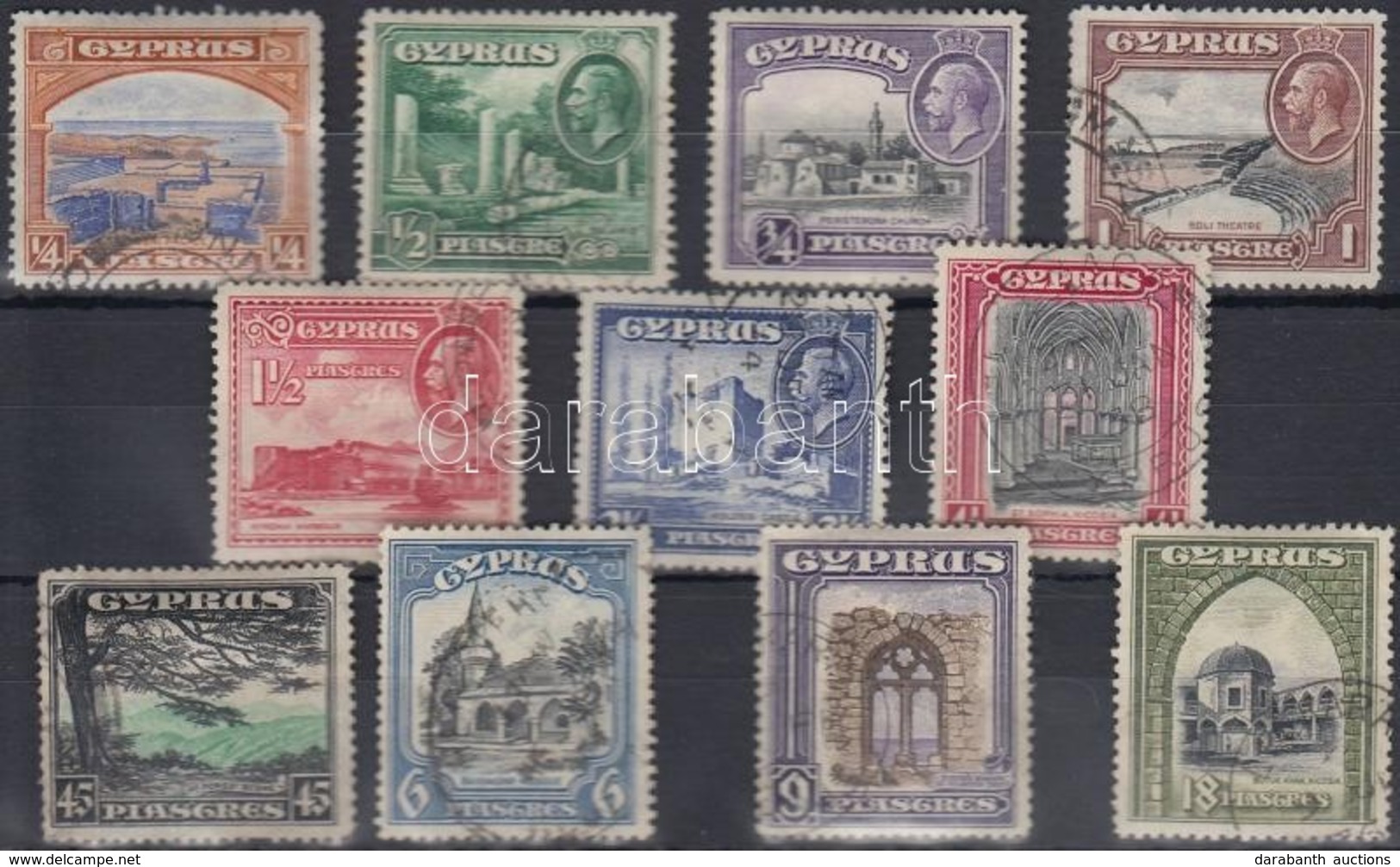 O Ciprus 1934 Tájkép Sor Mi 118-128 (Mi EUR 150.-) (foghibák / Perf. Faults) - Andere & Zonder Classificatie