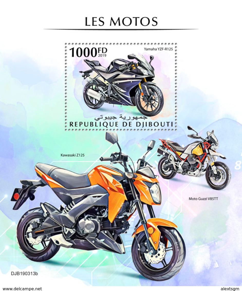 DJIBOUTI 2019 - Motorcycles: Yamaha, Kawasaki, Guzzi S/S. Official Issue - Motorfietsen