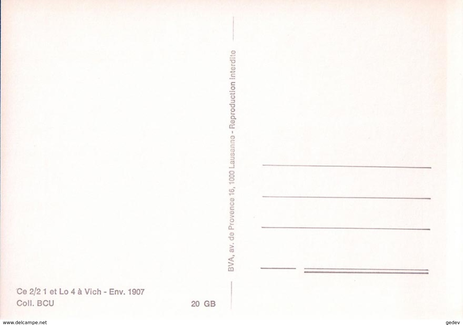 Chemin De Fer  Gland-Begnins, Train à Vich En 1907, Photo Retirage, BVA GB 20 1 - Gland