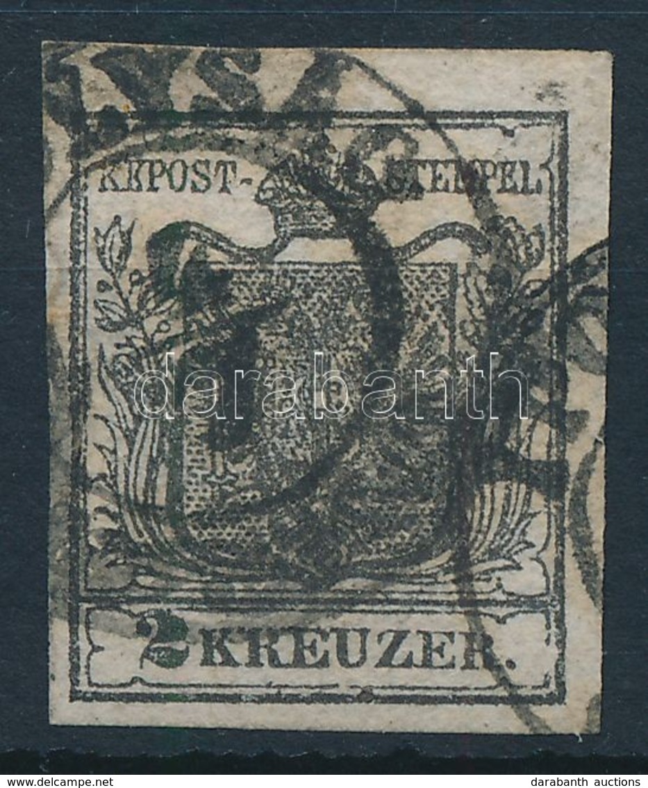 O 1850 2kr HP Ib Fekete, Kiemelt Középrész,  '(IPO)LYSÁG' Certificate: Steiner - Other & Unclassified